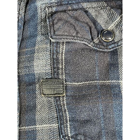 G Star Raw 3301 Slim Fit Blue Plaid Long Sleeve Snap Button Shirt Small - Picture 2 of 9